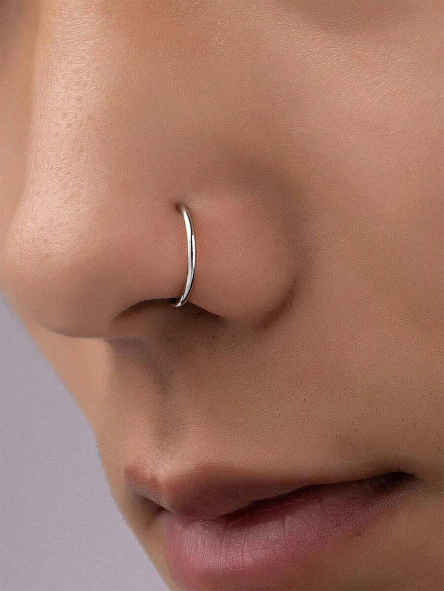 极简主义鼻环流行穿孔身体首饰礼物，男女皆宜，假鼻环