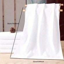 10 piezas Toalla de mano suave y absorbente, toalla facial ovalada, toalla facial de baño engrosada, toalla facial blanca simple, toalla sin pelusa de hotel para el baño, toalla facial suave y absorbente, suministros de baño, decoración de baño en el hogar, decoración de otoño, de vuelta a la escuela para salón de belleza, baño en el hogar - Blanco - Ver 5