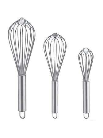 3pcs Whisks For Cooking, Stainless Steel Whisk For Blending, Whisking, Beating And Stirring, Enhanced Version Balloon Wire Whisk Set, 8"+10"+12"