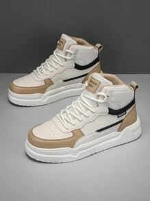 (Runs Small) Men's High-Top Lace-Up Casual Skateboard Shoes, Minimalist Versatile Comfortable Outdoor Sports Sneakers, Couple Shoes