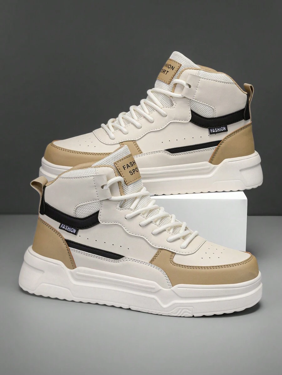 (Runs Small) Men's High-Top Lace-Up Casual Skateboard Shoes, Minimalist Versatile Comfortable Outdoor Sports Sneakers, Couple Shoes