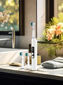 Intelligent Rotating Electric Toothbrush, 4 Modes USB Charging Smart Rechargeable Rotary Rotation Electric Toothbrushes With Timer, LED Indicator, Travel Case And 2 Brush Heads, Compatible With OralB Replacement Toothbrush Brush Heads - White - View 10