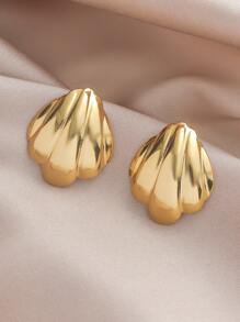 1 paire Boucles d'oreilles de style île tropicale élément de conque de coquillage océanique simple et chic en acier inoxydable plaqué or 18 carats, convient pour le travail quotidien, les voyages, les rendez-vous, les fêtes et les cadeaux de fête pour les femmes