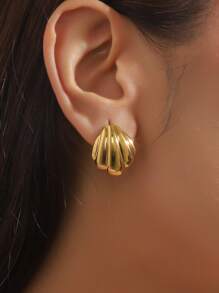 1 paire Boucles d'oreilles de style île tropicale élément de conque de coquillage océanique simple et chic en acier inoxydable plaqué or 18 carats, convient pour le travail quotidien, les voyages, les rendez-vous, les fêtes et les cadeaux de fête pour les femmes