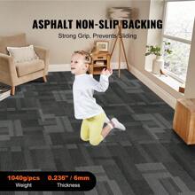 SKYSHALO Carpet Tiles Reusable  24 X 24 Carpet Squares With Padding Attached  Soft Padded Carpet Tiles  Easy Install DIY For Bedroom Living Room (24Tiles  Mixed Gray)