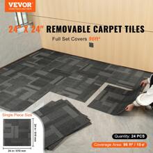 SKYSHALO Carpet Tiles Reusable  24 X 24 Carpet Squares With Padding Attached  Soft Padded Carpet Tiles  Easy Install DIY For Bedroom Living Room (24Tiles  Mixed Gray)