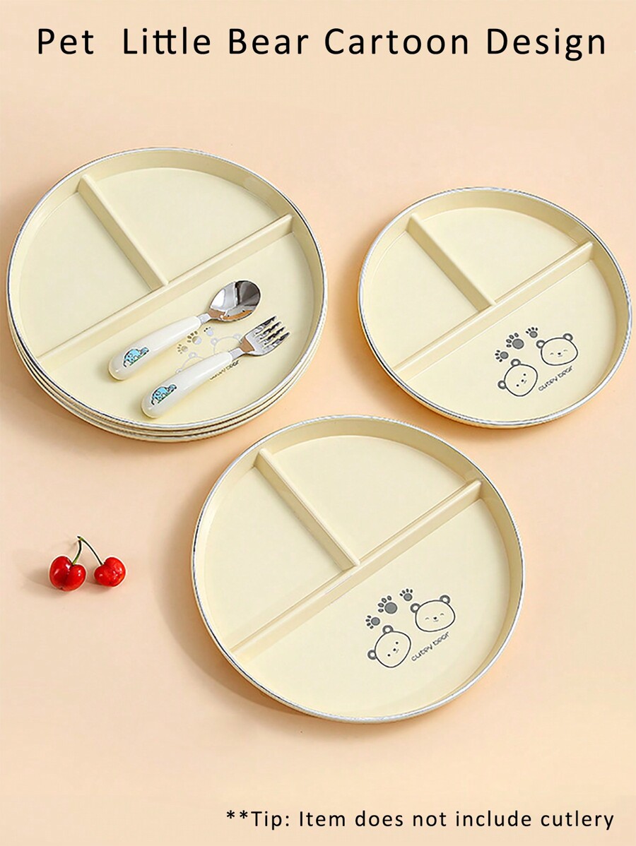 Pet Little Bear Cartoon Unbreakable Divided Plates For Kids Adults