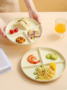Pet Little Bear Cartoon Unbreakable Divided Plates For Kids Adults, Dishwasher & Microwave Safe Compartment Plates, Lightweight Reusable Plastic Portion Control Plates, And Healthy,Kitchen,Christmas Gift