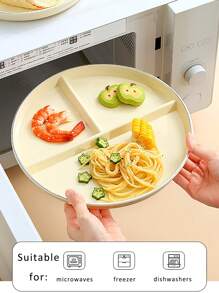 Pet Little Bear Cartoon Unbreakable Divided Plates For Kids Adults, Dishwasher & Microwave Safe Compartment Plates, Lightweight Reusable Plastic Portion Control Plates, And Healthy,Kitchen,Christmas Gift