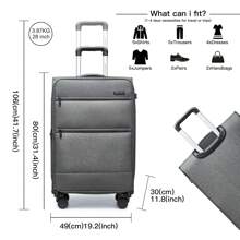 24 Inch 28 Inch Lightweight Expandable Check-In Suitcase With TSA Lock And 4 Spinner Wheels Unisex Travel Luggage For Business And Personal Trips - Grey - View 6