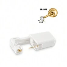 1PC Easy To Use Disposable Sterile Ear Piercer With Flower Gem Ball Buckle Set Piercing Gun Body Piercing Jewelry Valentines,Mom,Mother,Mother's Day,Gift - Gold - View 20