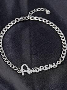 Customized Personalized Heart Shaped Crown Letter Couples Anklet, Sparkling Frosted Name Anklet For Men, 5mm Thick Link Chain, Bohemian Style Beach Jewelry Gift For Wife, Girlfriend Valentines