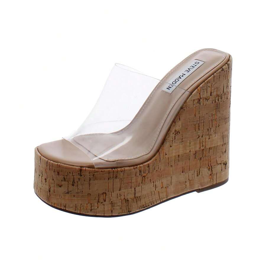 Steve Madden Bigmayven, Sandalias con cuña Mujer, Gris (Taupe