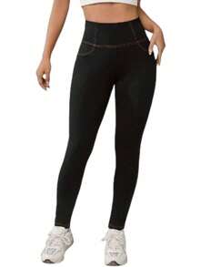 legging afelpado deportivo - Negro - Ver 3