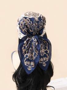 1pc Women's 70cm Retro Silk Printed Bandana Scarf, Abaya Headscarf Shawl Kerchief Sash, Suitable For Daily Use, All Seasons - Multicolor - View 10