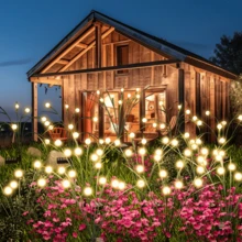 Solar Garden Lights, New Upgraded Leaf Design 8 Pack32 LED Solar Firefly Lights, Solar Garden Lights Outdoor Waterproof, Firefly Lights Solar Outdoor Decorations For Patio Yard, Warm White - 4 Pack - View 1