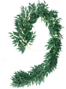 5.57ft Artificial Willow Leaves Vines Twigs Fake Silk Hanging Willow Plant Greenery Garland String For Indoor Wedding Party Crowns Wreath Decor Outdoor Wall Garden Decoration Wedding Decoration, Home Decoration, Scene Decoration - xanh quân đội - Xem 2