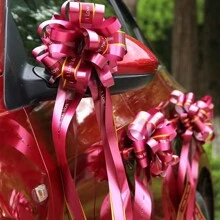 10 件装婚礼装饰丝带丝带缎带婚车司机丝带蝴蝶结开门把手装饰球形花、生日派对、派对、圣诞节装饰礼盒、礼品花包装蝴蝶结丝带 - 彩色 - 查看 5