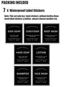 LEAPAIR 2/3 Peças Dispenser de Sabão de 500ml com Rótulos, com Bandeja, Conjunto de Dispenser de Sabão para Mãos e Louças, Garrafas de Bomba de Plástico, Garrafas Recarregáveis Preto Fosco de Shampoo e Condicionador, Garrafas de Bomba Vazias Reutilizáveis de 500ml, Dispensers de Sabão para Bancada do Banheiro, Rótulo de Garrafa de Loção de Gel de Banho e Shampoo, Armazenamento de Cozinha e Banheiro, Decoração de Banheiro, Decoração de Outono, De Volta às Aulas