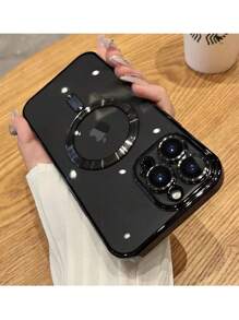 1 Peça Capa de Celular Chapeamento Com Proteção na Câmera, Estojo Transparente TPU Ultrafino Induzido Magneticamente, Compatível Com iPhone16e/16/16Pro/16Plus/16ProMax/15ProMax/15/14/13/12/11
