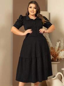 Women Midi Dresses - Black - View 3