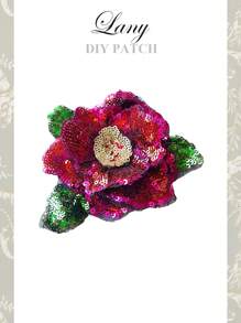 1 Peça Flor de Lantejoulas 3D Tipo Rosa Vermelha, Remendo Brilhante para Costura em Roupas, DIY Aplique para Dia dos Namorados, Verão, Escola