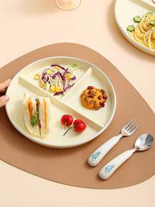 Pet Little Bear Cartoon Unbreakable Divided Plates For Kids Adults, Dishwasher & Microwave Safe Compartment Plates, Lightweight Reusable Plastic Portion Control Plates, And Healthy,Kitchen,Christmas Gift