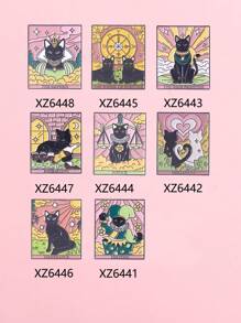 1 szt. Śliczne kreatywne Tarot słońce i księżyc kompas seria czarny kot metalowa emaliowana plakietka broszka bankiet odzież na co dzień jako prezent dla przyjaciół - Wielokolorowe - Zobacz 2