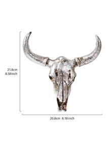 1pc Nordic Viking Culture Animal Skull Wall Decor, Gold/Silver Foil Resin Animal Sculpture, Bookshelf & Home Decor Accent, Wall Hanging For Home, Bar, Restaurant, Party - Multicolor - View 12