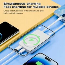 Magnetic Power Bank, 10000mAh Wireless Portable Charger, 8000mAh External Baterry Pack For IPhone 15/14/13/12/Pro/Mini/Pro Max - White - View 3