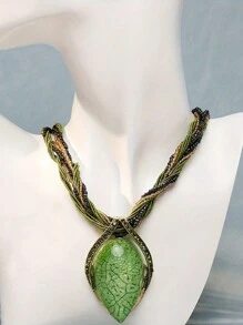 1 pieza Collar de piedra ojo de gato vintage de estilo bohemio para suéter