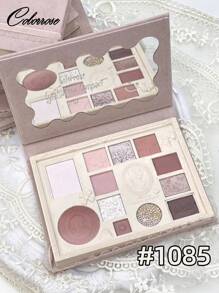 COLORROSE 压纹彩妆盘，哑光和珠光眼影粉盘，显色度高，持久闪亮眼影，质地柔滑轻盈，带镜子，高光，修容和腮红多功能彩妆盘 - 1085雲霧豆沙 - 查看 3