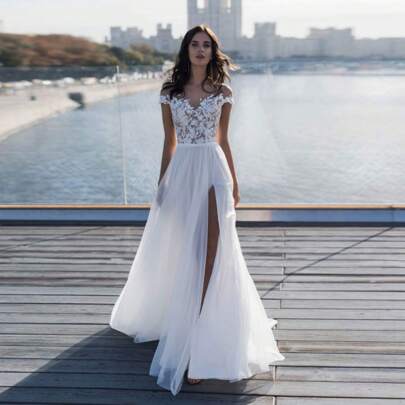 1 件开衩网眼裙，女式 2024 新款春夏高腰可拆卸拖尾沙滩裙，轻盈透视