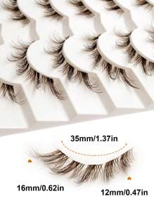 Rikuaild 6 Pairs Fluffy Brown False Eyelashes, Transparent Eyelash Stem, Invisible Eyelash Band, Cross-Curled Fox Eye Effect Faux Mink Lashes, Strip Eyelashes - Cat Eye Lashes - View 3