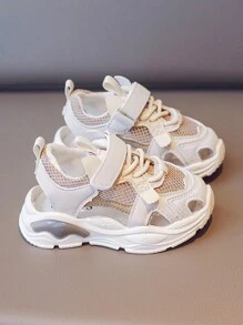 1 Pair 2025 Boy's Sports Sandals, Breathable Perforated Design, Anti-Odor, Toddler Hiking/Running Shoes - Beige - View 2