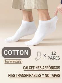 10 Pares De Calcetines De Tobillo Simples Y Sólidos Para Hombres, Cómodos, Transpirables Y Absorbentes Del Sudor, Ideales Para Usar Al Aire Libre Para Hombres - Blanco - Ver 2