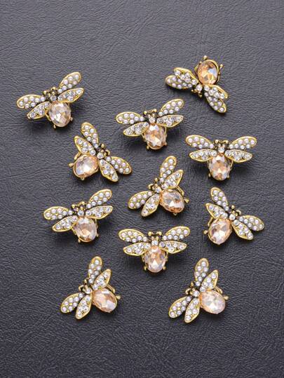 5pcs/10pcs Retro Metal Buttons With Rhinestone & Pearl Decor, Suitable For Shirts, Dresses, Sweaters, Jackets, DIY Shoes, Bags, Gift Boxes, Jewelry, Sewing Accessories