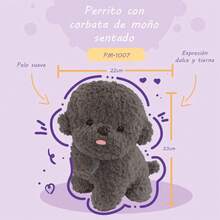 French Poodle Perro de Peluche Suave Juguete De Peluche Perrito Muñeco De Peluche Relleno 33 cm - Gris Oscuro - Ver 2