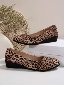 Women Wedge Elastic Band Flats Fashionable Formal High Heels Stylish Wedge Casual Loafers Valentines - Multicolor - View 5