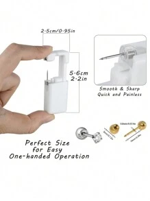 1PC Easy To Use Disposable Sterile Ear Piercer With Flower Gem Ball Buckle Set Piercing Gun Body Piercing Jewelry Valentines - Silver - View 9