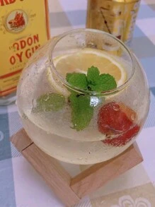 1pc 16oz Personalized Moon Glass Cup With Wooden Stand, Glass Sphere Cold Drink Cup, Coffee Cup, Juice Cup, Atmospheric Wine Glass, Featured Decorative Drinkware For Holidays And Parties, Creative Gift Idea For Besties - Wooden Moon Cup - View 8