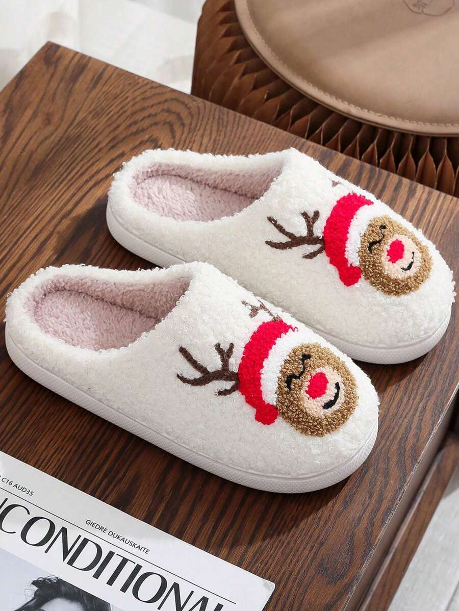 Comfy Home Christmas Cartoon Plush Anti-Slip Slippers, Santa Claus ...