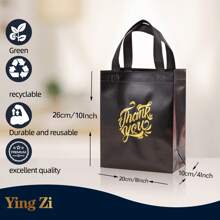 17-Piece Elegant Black With Metallic Thank You Appreciation Gift Bags - Reusable Non-Woven Totes For Weddings, Celebrations, Birthdays, Candy Pieceaging, Shopping, And Events,Christmas Valentine Day - 17 Black - View 2
