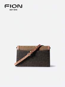 FION Small Leather Square Shoulder Bag In Signature Canvas Women Fashion Leather Crossbody Bag Lightweight For Daily Work Use FAAFIZU019 - Brown - View 7