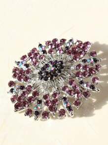 Rhinestone Decor Brooch - Silver - View 5
