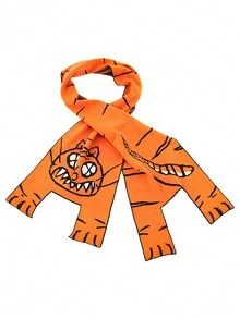 1pc Autumn/Winter Cartoon Tiger Jacquard Scarf Shawl, Versatile Decorative Wear For Daily Use, Gift - Multicolor - View 1
