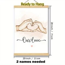 1Pc Customize Wooden Frame Hanging Scroll Painting, Personalized Surname Canvas Poster, Custom Hand Wall Art Canvas Poster, Family Art Printing Poster, Home Decoration Bedroom, Living Room, Study Decoration Painting, Perfect Family Holiday Birthday Gift, Valentine Day, Valentine Day Decor Gifts Graduation - Multicolor - View 15