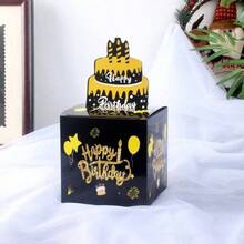 1 caja con tarjeta, diseño de lámina dorada, diseño blanco puro, caja de ducha, fiesta de cumpleaños, recepción de bodas, novia y ducha, graduación, jubilación, aniversario de caja de recepción de tarjetas - caja de cumpleaños negra - Ver 3