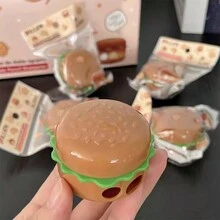 可愛模擬漢堡鉛筆刀，迷你手持式筆切割機，雙孔卡通刀磨，適用於女孩 - 均碼 - 查看 4