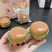 可愛模擬漢堡鉛筆刀，迷你手持式筆切割機，雙孔卡通刀磨，適用於女孩 - 均碼 - 查看 1